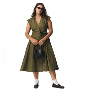 Anthropologie Olive Green Midi Dress